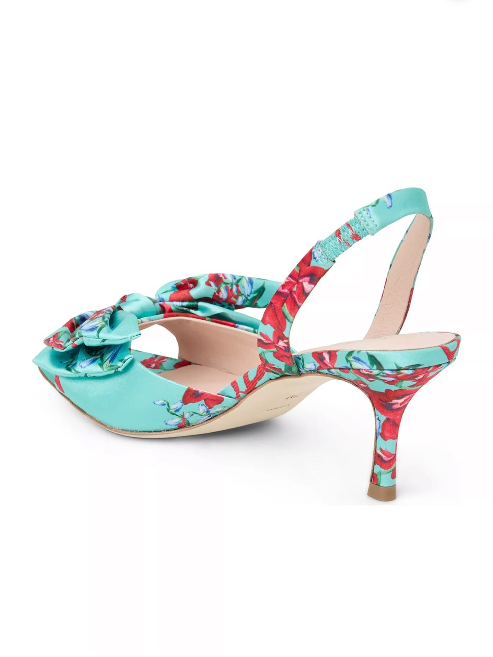 Jack Rogers Eloise bow slingback heels sandals floral aquamarine multi BNIB 7.5 - Picture 3 of 7